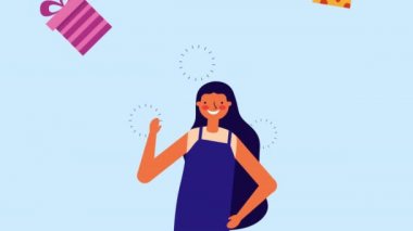 hediye kutuları ile genç kadın