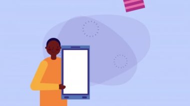 akıllı telefon ve hediyeler ile afro işadamı işçi