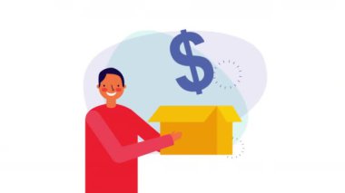 kutu ve para ile işadamı işçi