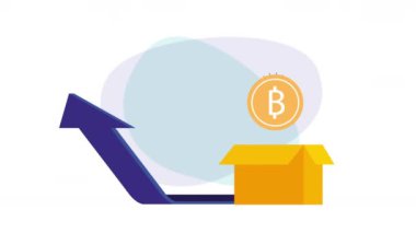 bitcoin ve ok yukarı kutu karton