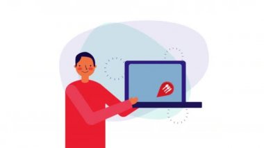 dizüstü bilgisayar ve restoran uygulaması ile işadamı işçi