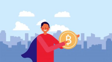 bitcoin karakterli işadamı işçi