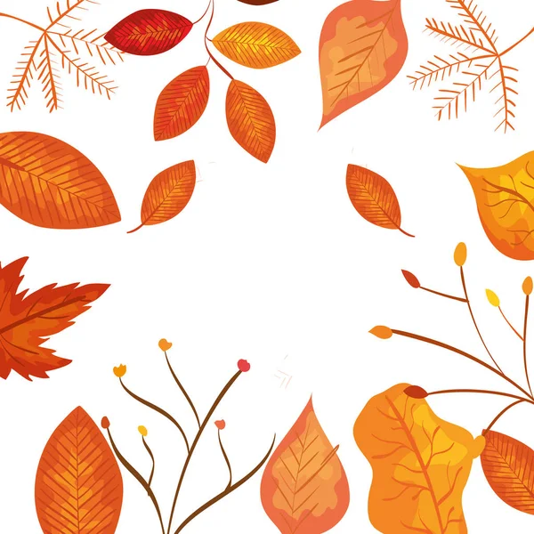 Outono ramo e folhas secas quadro natureza —  Vetores de Stock
