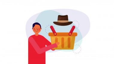 alışveriş sepeti ile işadamı işçi