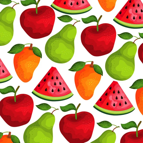 Grupo de frutas frescas naturaleza — Vector de stock