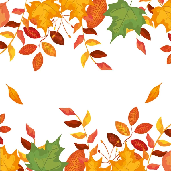 Herfst tak en droge Maple Leafs frame — Stockvector