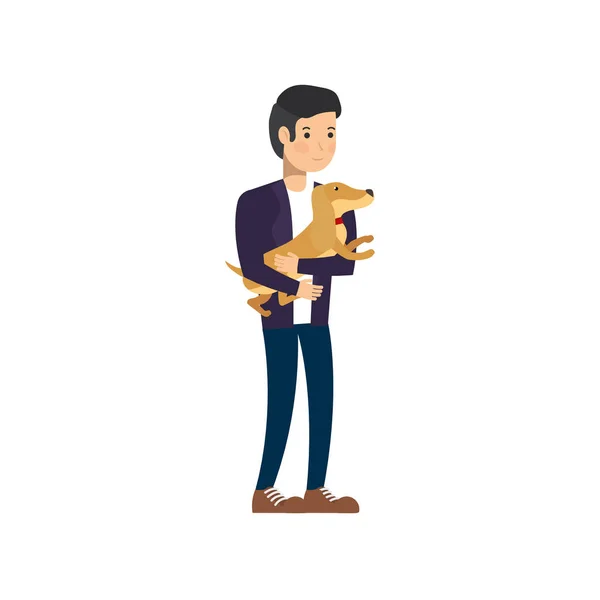 Niño con diseño de dibujos animados para perros — Vector de stock