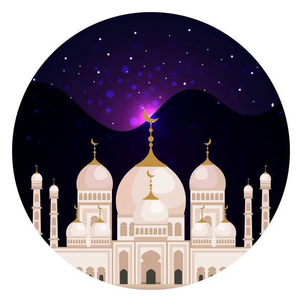 Taj mahal bâtiment de la mosquée la nuit — Image vectorielle