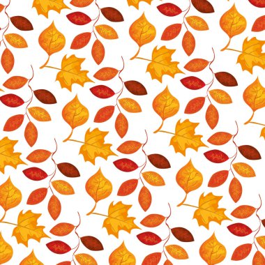 sonbahar dalı ve kuru akçaağaç yaprağı deseni