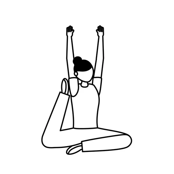 Gadis melakukan yoga pose desain vektor - Stok Vektor