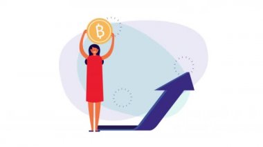 bitcoin ve ok kadar genç iş kadını