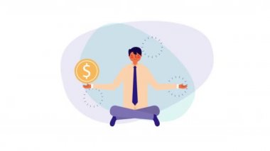 lotus pozisyonu ve sikke ile işadamı işçi