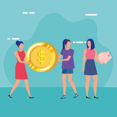 sikke dolar karakterleri ile genç kadınlar