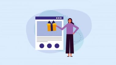 Web sayfası şablonu ile genç iş kadını