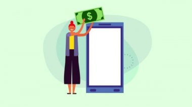 akıllı telefon ve e-ticaret uygulaması ile iş kadını