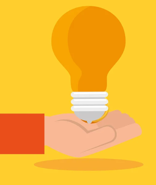 Hand met lamp idee en Business Finance — Stockvector