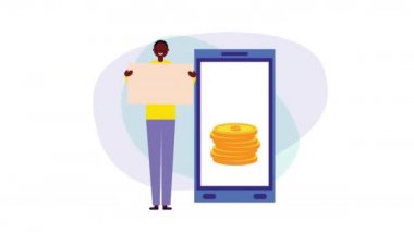 akıllı telefon ve sikkee e-ticaret uygulaması ile afro işadamı