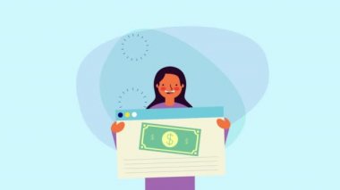 genç iş kadını web sayfası şablonu ile konuşuyor