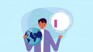 işadamı işçi dünya gezegeni kaldırma ve ok kadar