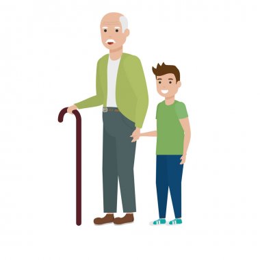 Büyükbaba ve çocuk karikatür vektör tasarımı