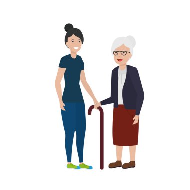 Büyükanne karikatür vektör tasarımı