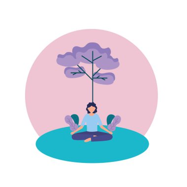 Kız yoga yapıyor vektör tasarımı poz