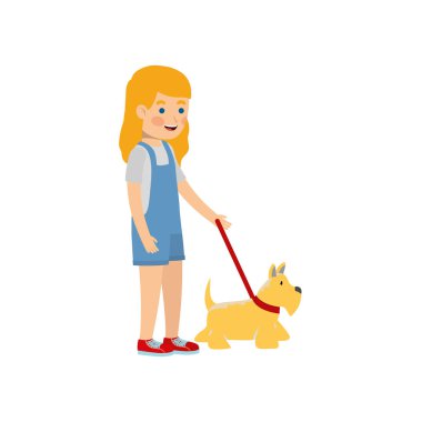 Köpek karikatür tasarımı ile kız