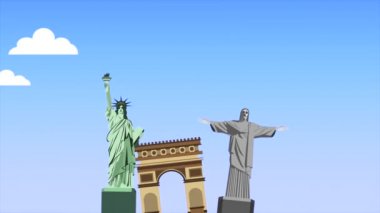 ülke anıtlar animasyon seti