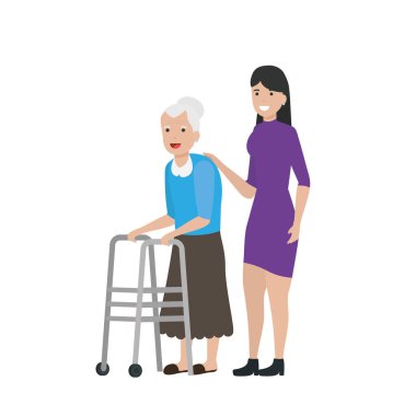 Büyükanne karikatür vektör tasarımı