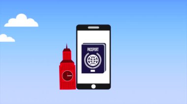 akıllı telefon ve seyahat öğeleri animasyon