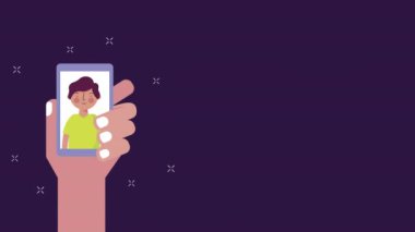 erkek profilli akıllı telefon kullanarak el