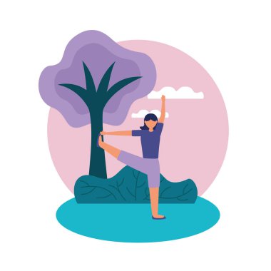 Kız yoga yapıyor vektör tasarımı poz