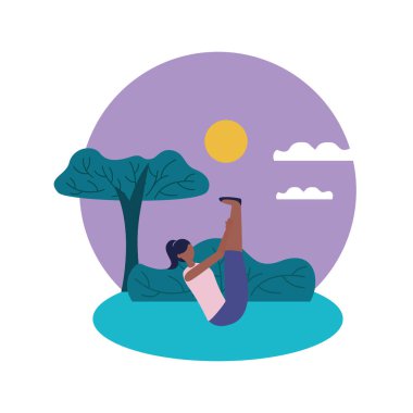 Kız yoga yapıyor vektör tasarımı poz