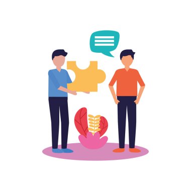 Takım çalışması simgesi vektör tasarımı ile Avatar erkekler