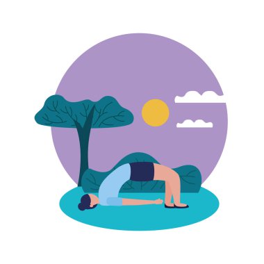 Kız yoga yapıyor vektör tasarımı poz