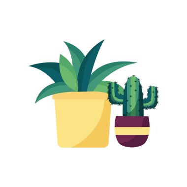 Tencere vektör tasarımının içindeki izole bitkiler