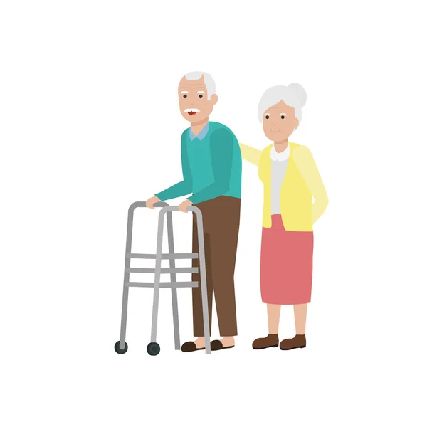 할머니와 할아버지 만화 벡터 디자인 — 스톡 벡터