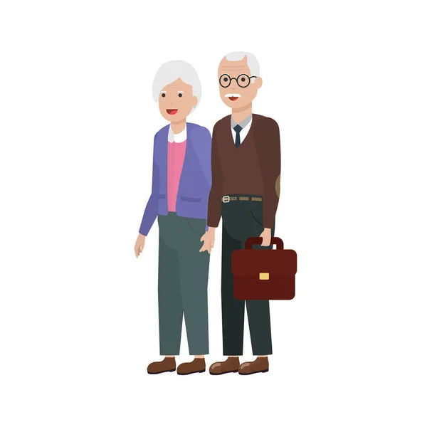 Büyükanne ve büyükbaba karikatür vektör tasarımı — Stok Vektör