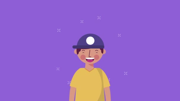 Young teenager boy character animation — Stock Video