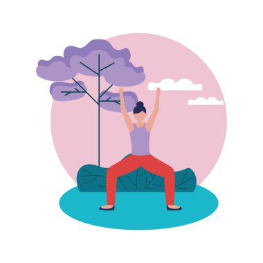 Kız yoga yapıyor vektör tasarımı poz