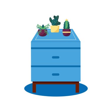 Bitkiler ve mobilya vektör tasarımı