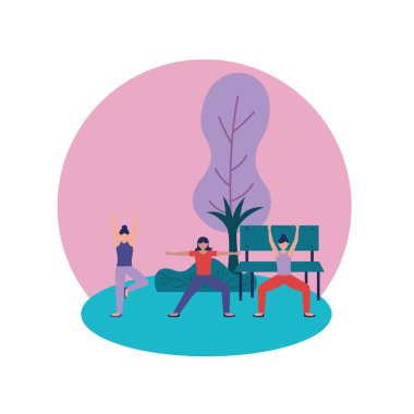 Yoga yapan kızlar vektör tasarımı poz