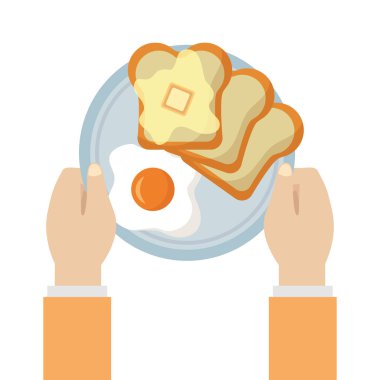 Kahvaltılık yumurta ve ekmek vektör tasarımı