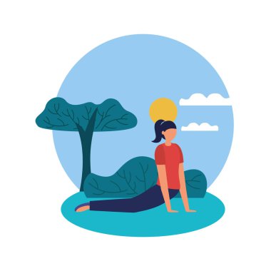 Kız yoga yapıyor vektör tasarımı poz