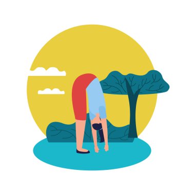 Kız yoga yapıyor vektör tasarımı poz