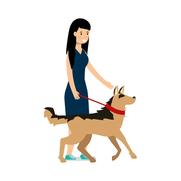 Meisje met hond cartoon design — Stockvector