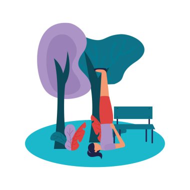 Kız yoga yapıyor vektör tasarımı poz