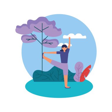 Kız yoga yapıyor vektör tasarımı poz