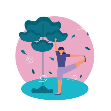 Kız yoga yapıyor vektör tasarımı poz