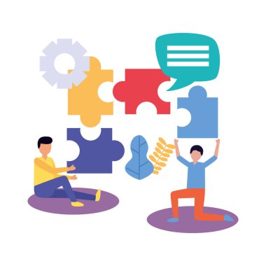 Takım çalışması simgesi vektör tasarımı ile Avatar erkekler